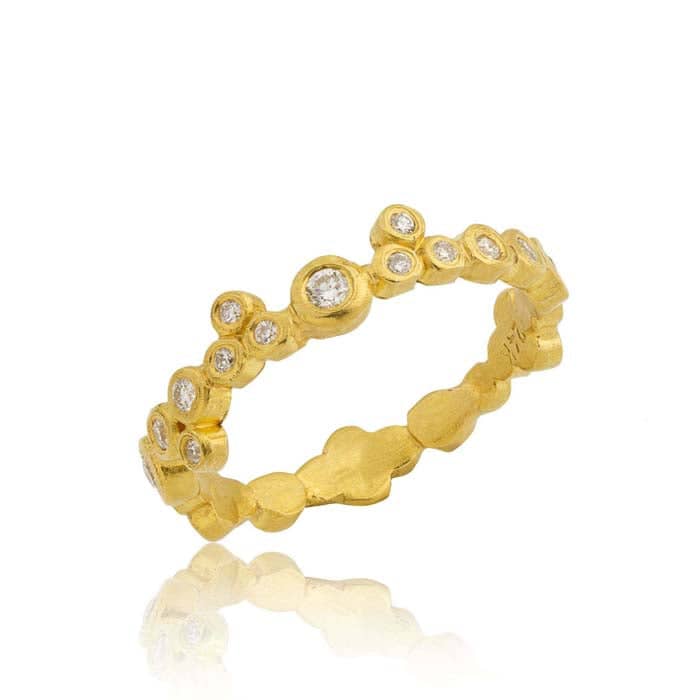 Lika Behar "Dylan" Stackable Ring with Diamonds in 24K Yellow Gold