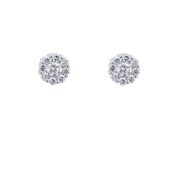 Mountz Collection 3/4TW Diamond Cluster Earrings in 14K White Gold