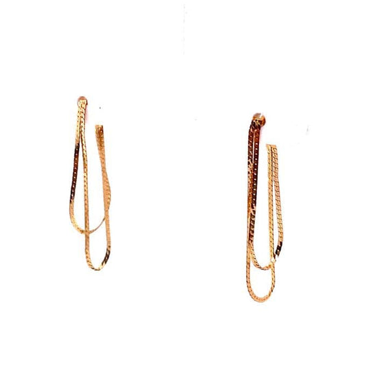 Load image into Gallery viewer, Estate Double Herringbone Chain Drop Earrings in 14K Yellow Gold
