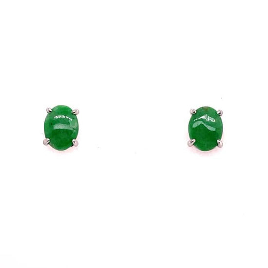 Load image into Gallery viewer, Estate Nephrite Jade Earrings in 14K White Gold

