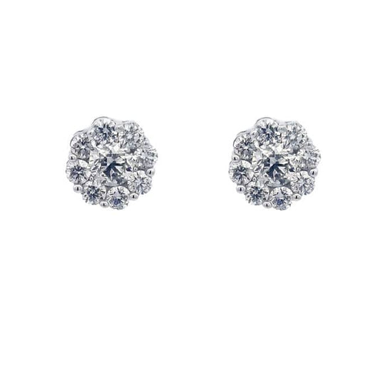 Load image into Gallery viewer, Mountz Collection 1.50CTW Diamond Cluster Earrings in 14K White Gold

