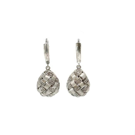 Load image into Gallery viewer, Estate Basketweave Drop Earrings in Sterling Silver

