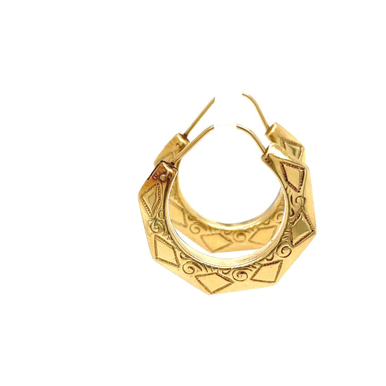 Load image into Gallery viewer, Estate 5-Sided Hollow Hoop Earrings in 14K Yellow Gold
