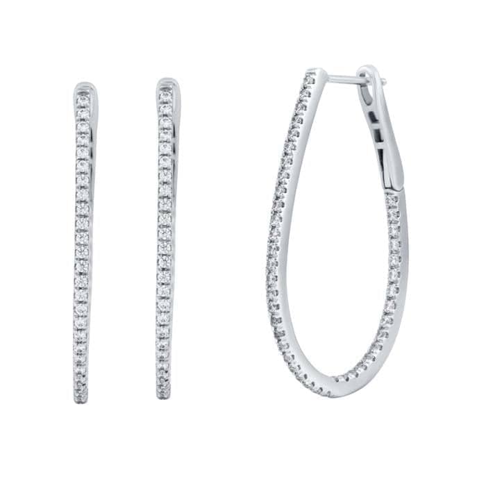 Load image into Gallery viewer, Mountz Collection Diamond Inside/Outside Hoop Earrings in 14K White Gold
