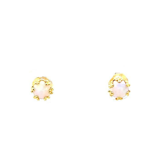 Estate Opal Stud Earrings in 14K Yellow Gold