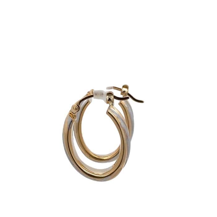 Estate Oval Hoop Earrings in 14K White and Yellow Gold
