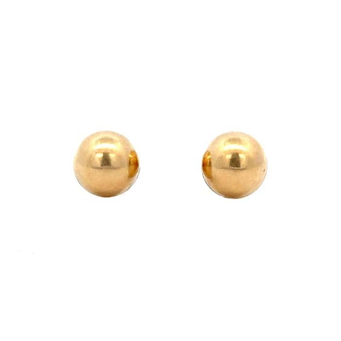 Estate 9mm Half Ball Stud Earrings in 14K Yellow Gold