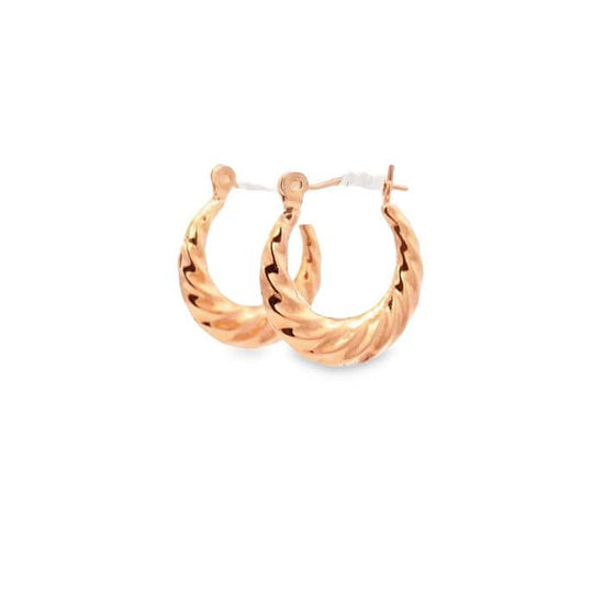 Estate Twist Design Huggie Earrings in 14K Yellow Gold