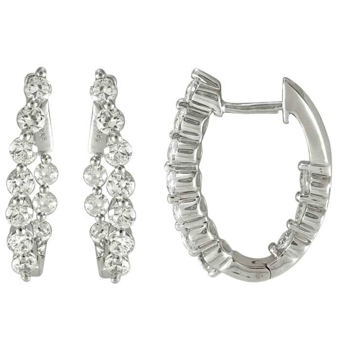Mountz Collection 1.50CTW Inside/Outside Oval Diamond Hoop Earrings in 14K White Gold