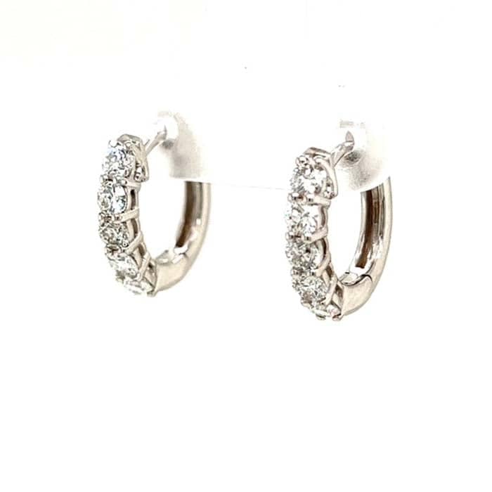 Load image into Gallery viewer, Mountz Collection .75-.81CTW 5-Stone Round Huggie Earrings in 14K White Gold
