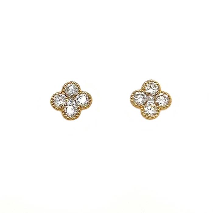 Load image into Gallery viewer, Mountz Collection 4-Petal Clover Stud Earrings in 14K Yellow Gold
