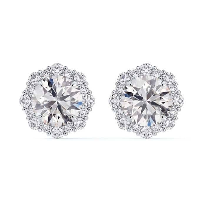 De Beers Forevermark Center of My Universe Floral Halo Stud Earrings in 18K White Gold