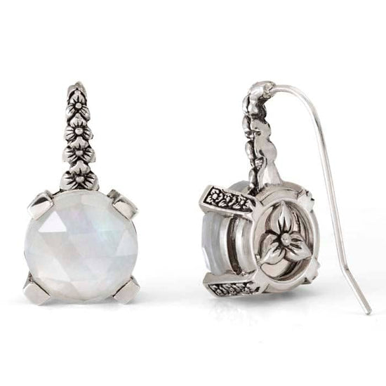 Load image into Gallery viewer, Stephen Dweck Gray Agate with Clear Quartz and Mother of Pearl Drop Earrings in Sterling Silver
