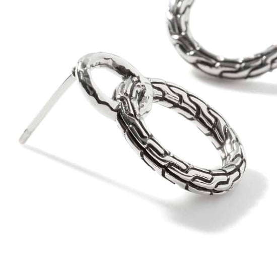 John Hardy Carved Chain Interlocking Earrings in Sterling Silver