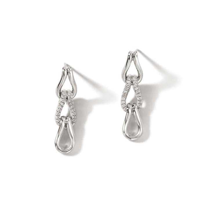 John Hardy Surf Diamond Pavé Link Earrings in Sterling Silver