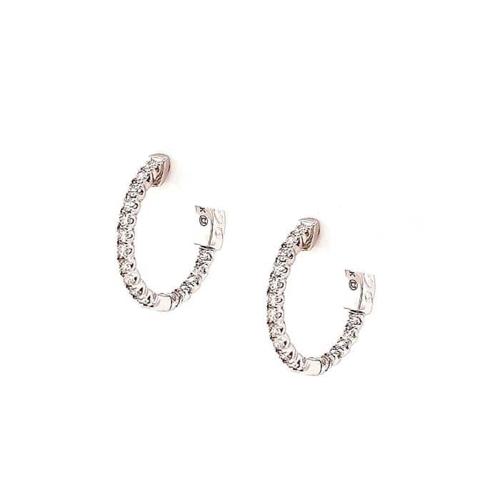Mountz Collection Diamond Inside-Outside Round Hoop Earrings in 14K White Gold