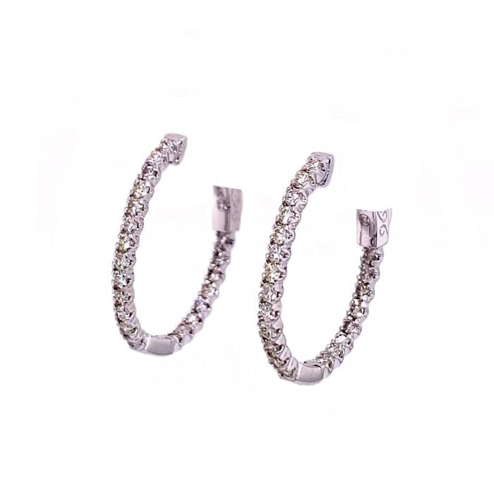 Mountz Collection Diamond Inside-Outside Oval Hoop Earrings 14K White Gold