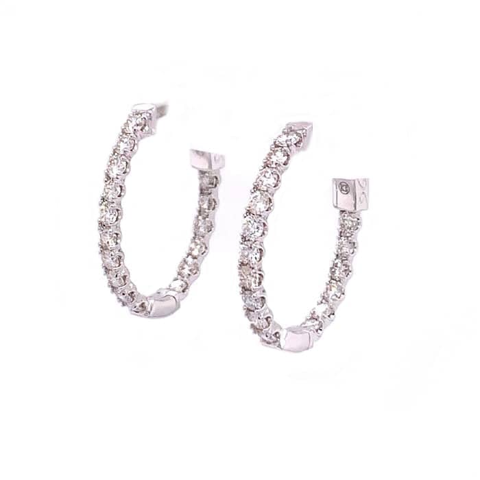 Mountz Collection Diamond Inside-Outside Oval Hoop Earrings 14K White Gold