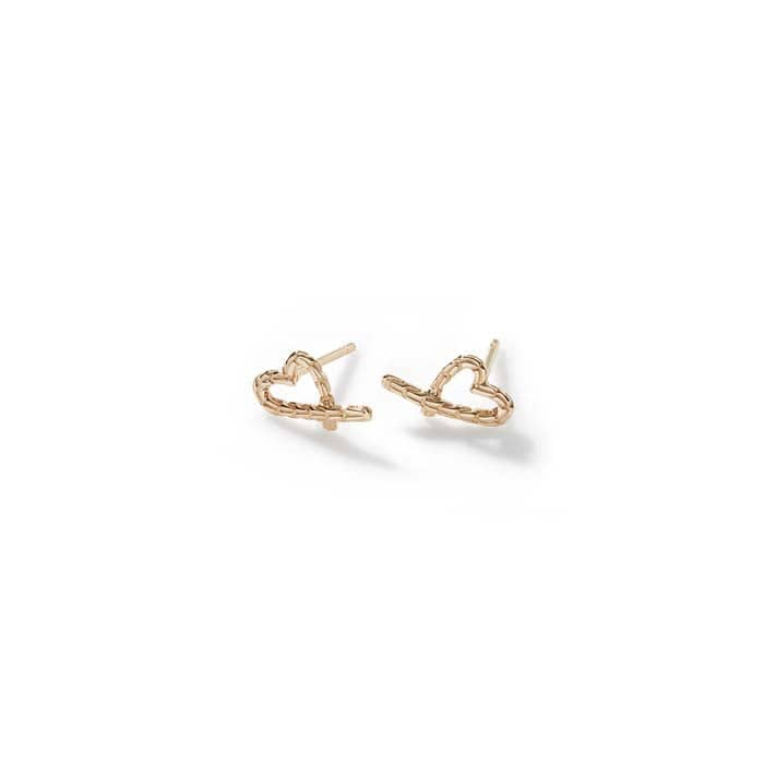Load image into Gallery viewer, John Hardy Classic Chain Manah 14 Yellow Gold Heart Stud Earrings

