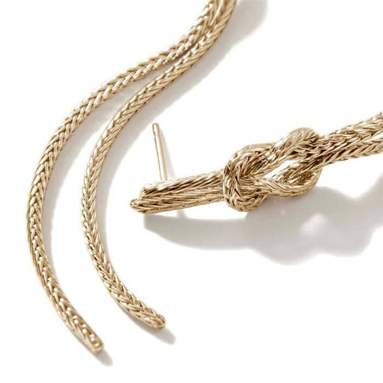 Load image into Gallery viewer, John Hardy Manah Classic Chain Love Knot Drop Earrings in 14K Yellow Gold
