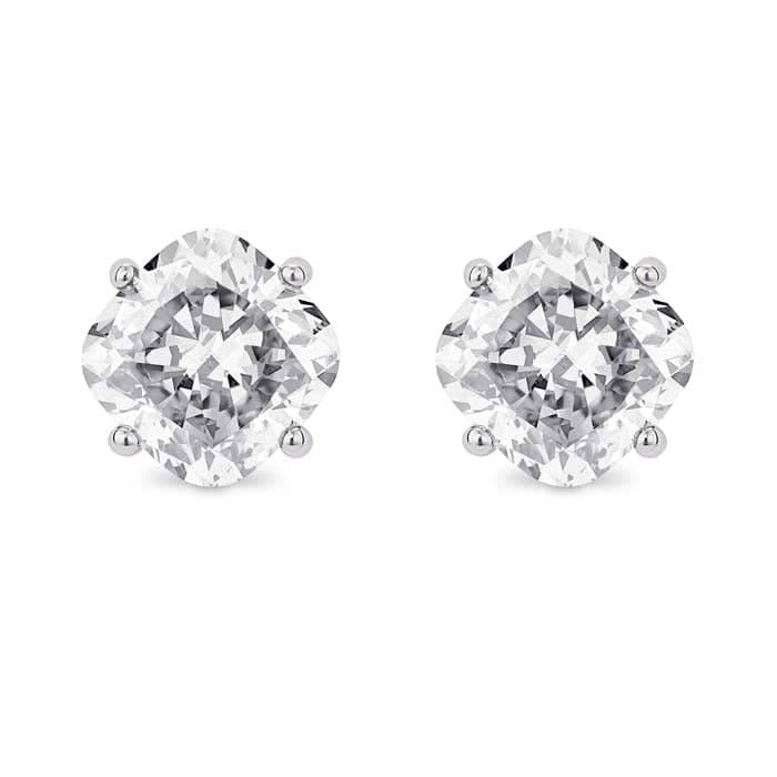 Load image into Gallery viewer, Lightbox 2.0CTW LabGrown Cushion Diamond 4-Prong Stud Earrings in 14K White Gold
