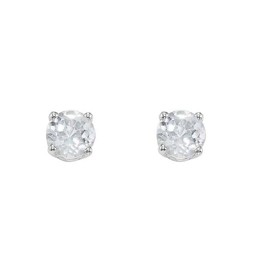 Load image into Gallery viewer, Mountz Collection White Topaz Stud Earrings in 14K White Gold
