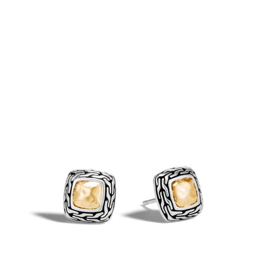 John Hardy Heritage Stud Classic Chain Earrings in Sterling Silver and 18K Yellow Gold