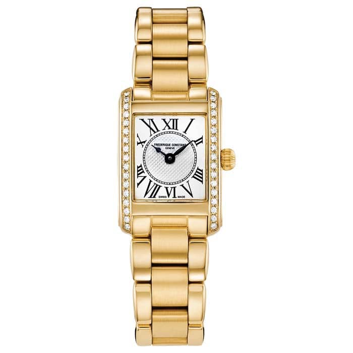 Load image into Gallery viewer, Frederique Constant .40D Carree Ladies 21x23MM Rectangular Watch in Yellow Gold-Plated Stainless Steel
