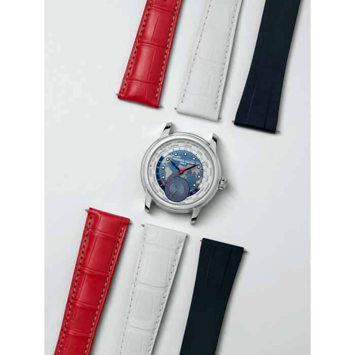 Load image into Gallery viewer, Frederique Constant 42MM Automatic World Timer w/ Navy Dial and Strap on Stainless Steel Watch
