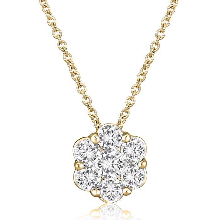 Mountz Collection .25CTW Cluster Flower Pendant in 14K Yellow Gold