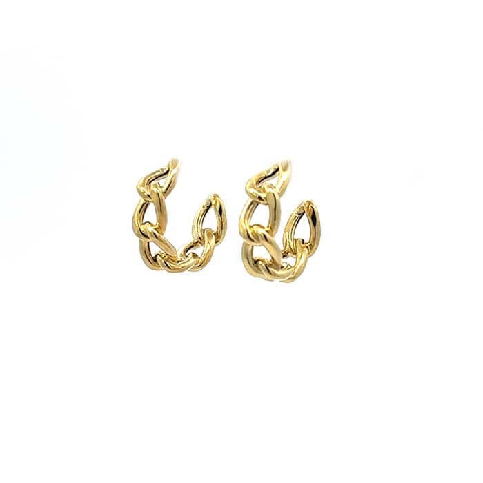 Mountz Collection Curb Design Tube J-Hoop Earring in 14K Yellow Gold