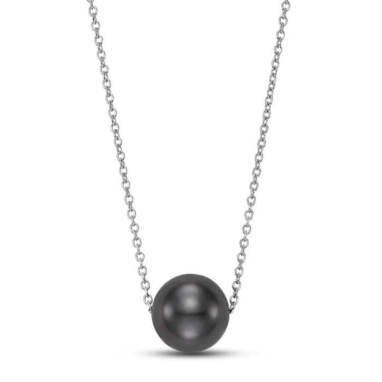 Mastoloni 18" 8-9mm Black Tahitian Pearl Floating Necklace in 14K White Gold