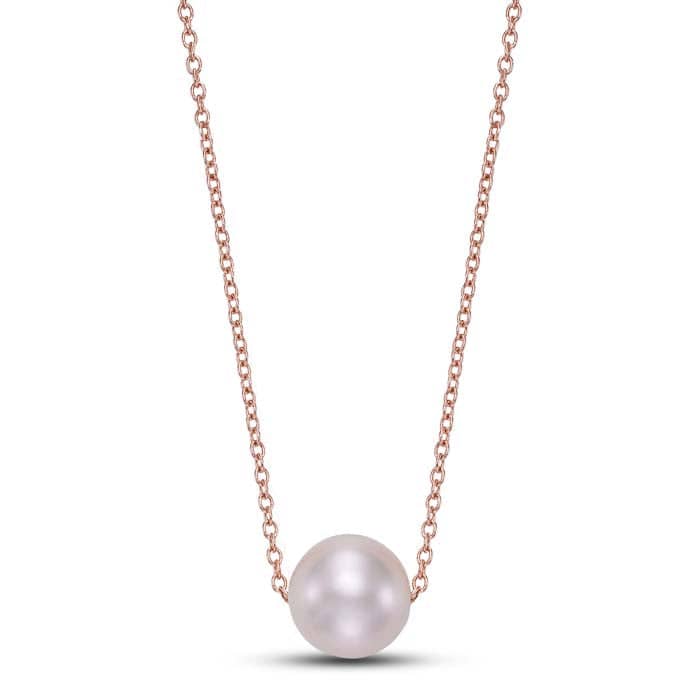 Mastoloni 18" 7.5-8mm Pink Freshwater Cultured Pearl Floating Necklace in 14K Rose Gold