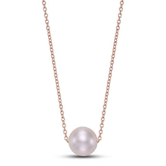 Mastoloni 18" 7.5-8mm Pink Freshwater Cultured Pearl Floating Necklace in 14K Rose Gold