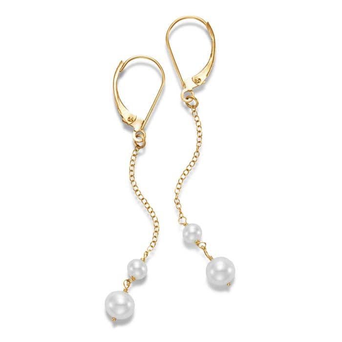 Load image into Gallery viewer, Mastoloni Double Fresh Water Cultured Pearl Drop Earring in 14K Yellow Gold
