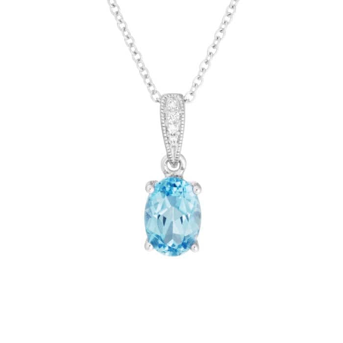 Load image into Gallery viewer, Mountz Collection Blue Topaz Drop Pendant in 14K White Gold
