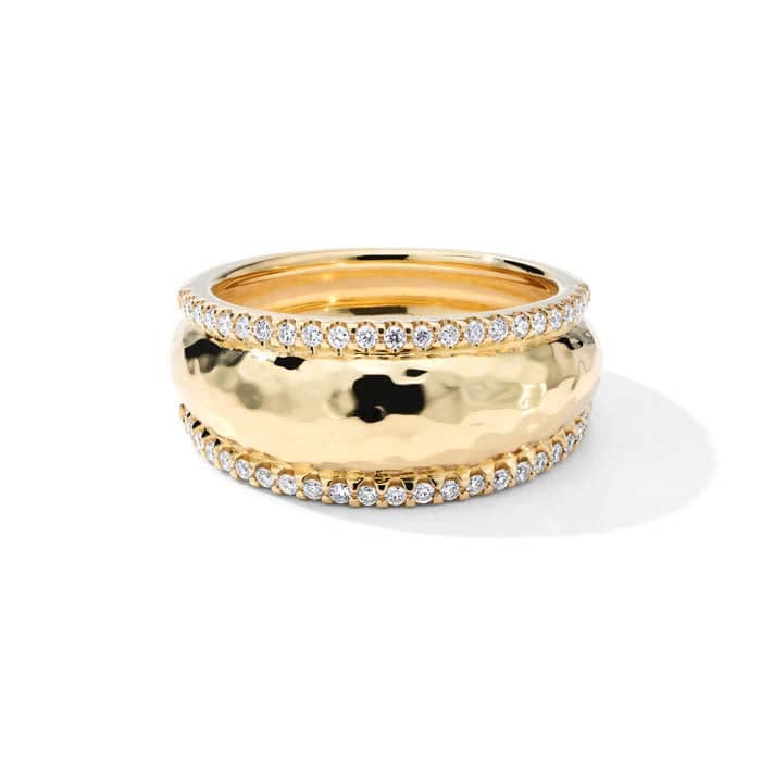 Load image into Gallery viewer, Ippolita Stardust Goddess Thin Dome Ring with Diamonds in 18K Yellow Gold
