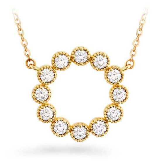 Load image into Gallery viewer, Hearts On Fire .34-.40CTW Liliana Milgrain Diamond Circle Pendant in 18K Yellow Gold
