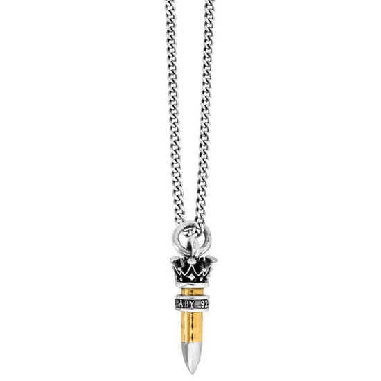 King Baby 22 Cailbre Bullet Pendant on Curb Chain in Sterling Silver