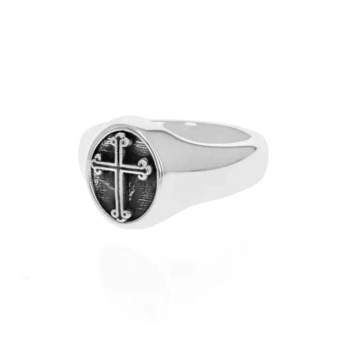 Load image into Gallery viewer, King Baby Traditional Cross Motif Ring in Sterling Silver
