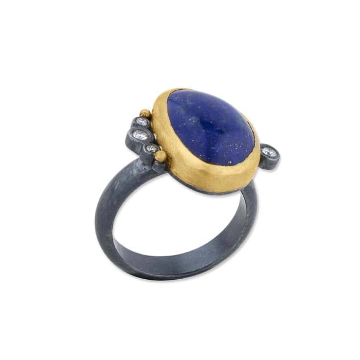 Lika Behar Lapis "Kami Dylan" Ring in Oxidized Sterling Silver and 24K Yellow Gold