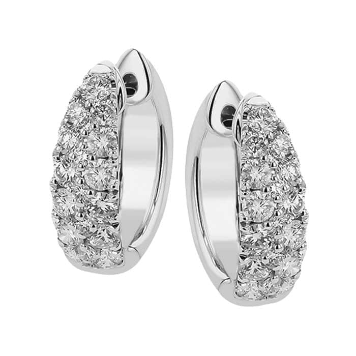 Load image into Gallery viewer, Simon G. Tapered Diamond Huggie Earrings in 18K White Gold
