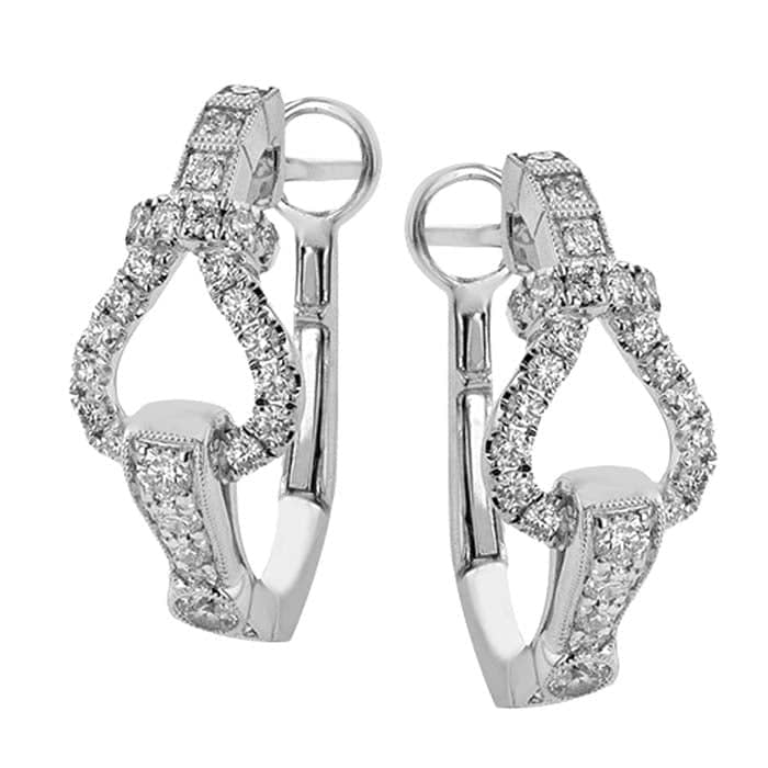 Simon G. Diamond Buckle Hoop Earrings in 18K White Gold