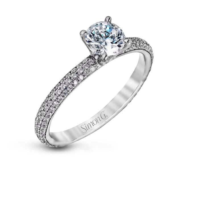 Simon G. Pave' Diamond Engagement Ring Semi-Mounting in 18K White Gold