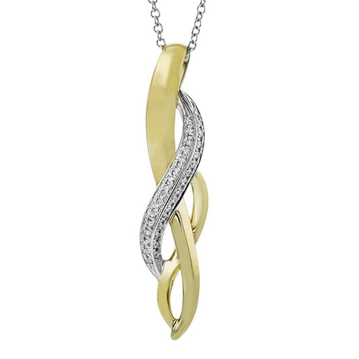 Simon G. Diamond Twist Pendant Necklace in 18K Yellow and White Gold
