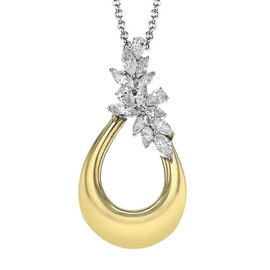Simon G. Marquise and Pear Diamond Pendant in 18K Yellow and White Gold