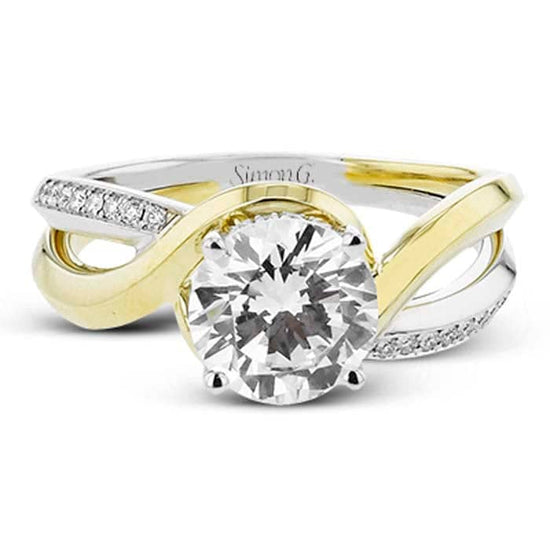 Simon G. Two-Tone Swirl Engagement Ring Semi-Mounting in 18K White and Yellow Gold