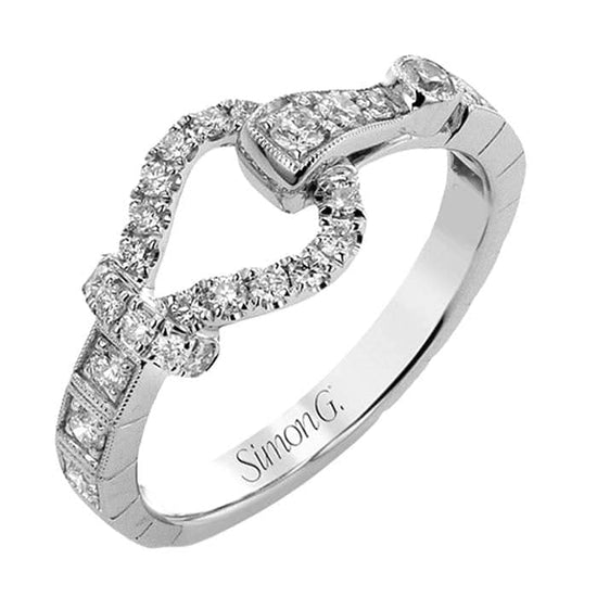 Load image into Gallery viewer, Simon G. Diamond Buckle Link Ring in 18K White Gold
