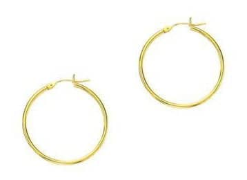 Mountz Collection 25MM Round Hoop Earrings in 14K Yellow Gold