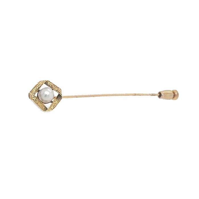 Estate Cultured Pearl Stick Pin in 14K Yellow Gold